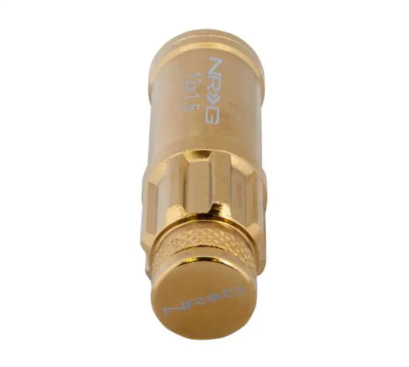NRG 700 Series M12 X 1.5 Steel Lug Nut w/Dust Cap Cover Set 21 Pc w/Locks & Socket - Chrome Gold 