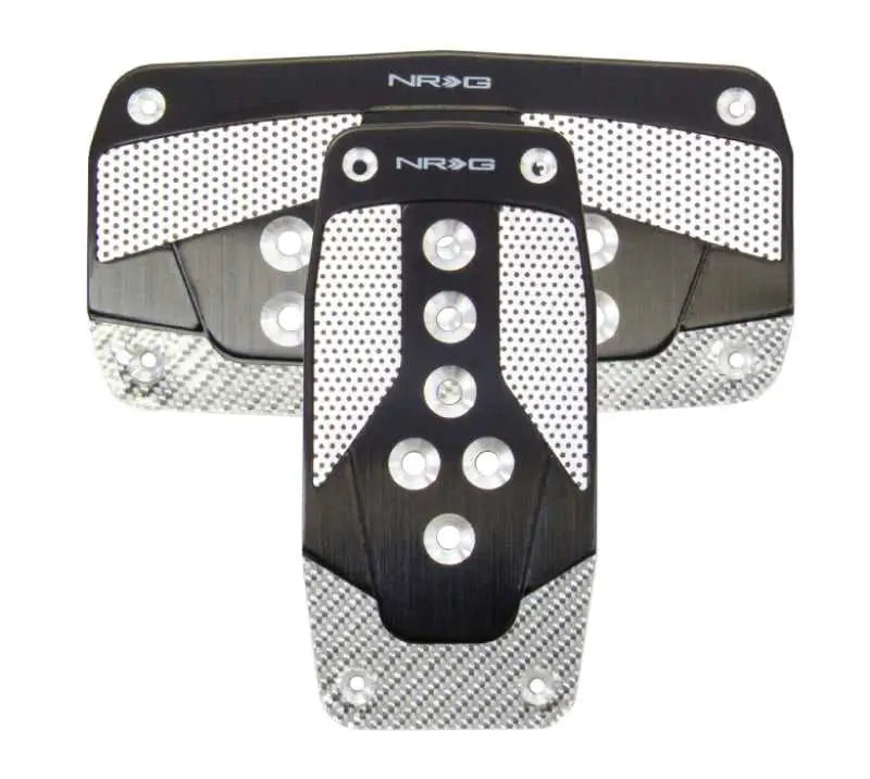 NRG NRG Aluminum Sport Pedal A/T - Black w/Silver Carbon