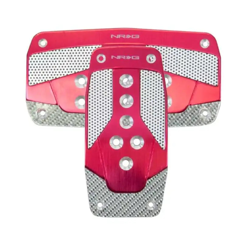 NRG NRG Aluminum Sport Pedal A/T - Red w/Silver Carbon