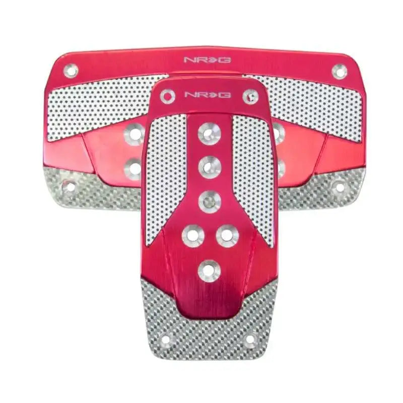 NRG Aluminum Sport Pedal A/T - Red w/Silver Carbon 