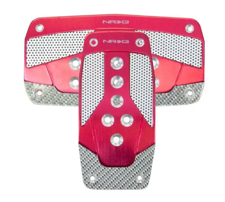 NRG Aluminum Sport Pedal A/T - Red w/Silver Carbon 