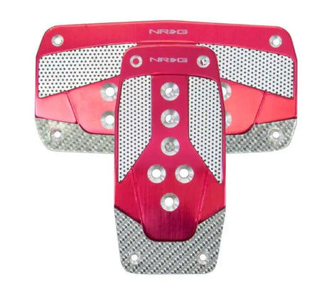 NRG NRG Aluminum Sport Pedal A/T - Red w/Silver Carbon