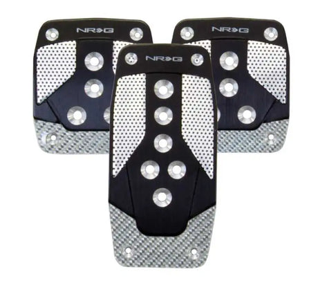 NRG NRG Aluminum Sport Pedal M/T - Black w/Silver Carbon