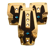 Three gold and black snowboard binding plates with rubber inserts for NRG Aluminum Sport Pedal