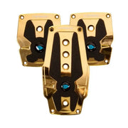Three gold and black snowboard binding plates with rubber inserts for NRG Aluminum Sport Pedal