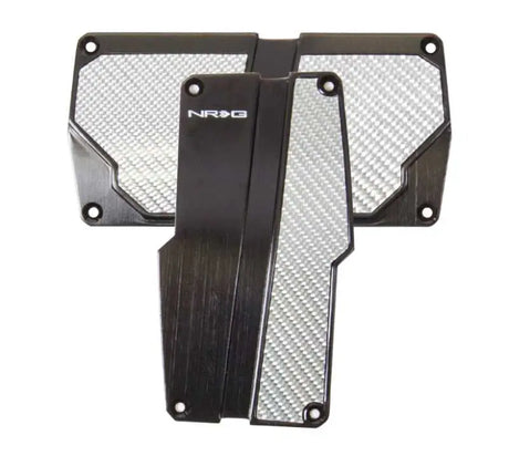 NRG NRG Brushed Aluminum Sport Pedal A/T - Black w/Silver Carbon