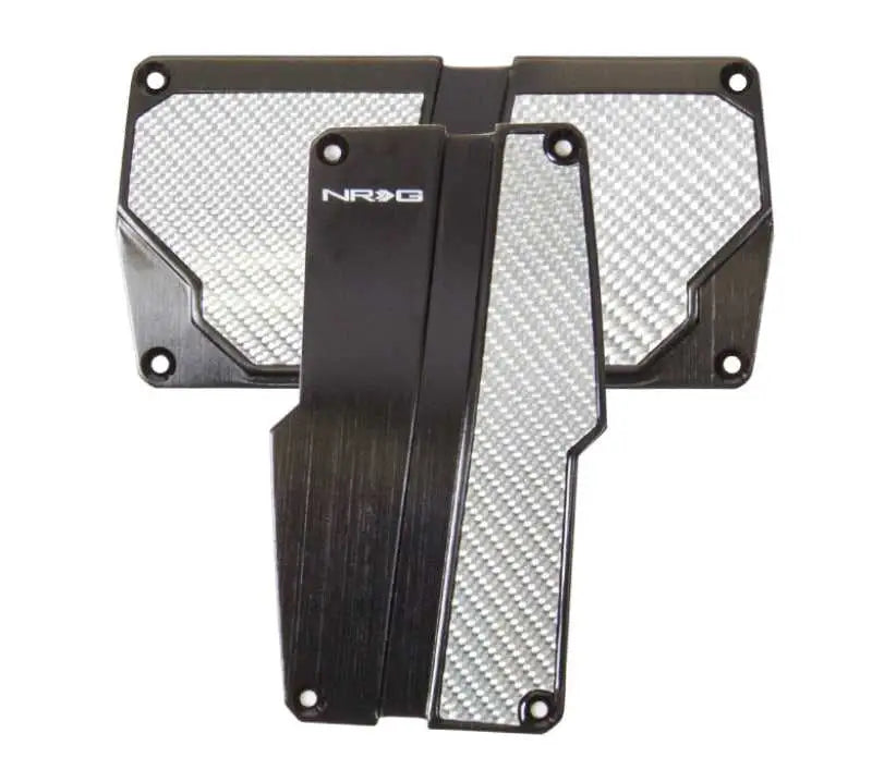 NRG Brushed Aluminum Sport Pedal A/T - Black w/Silver Carbon 