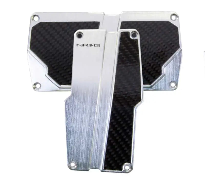 NRG NRG Brushed Aluminum Sport Pedal A/T - Silver w/Black Carbon