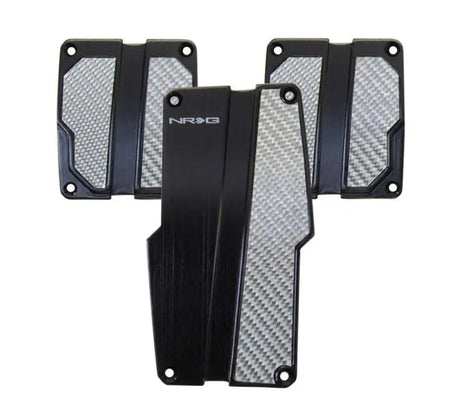 NRG NRG Brushed Aluminum Sport Pedal M/T - Black w/Silver Carbon