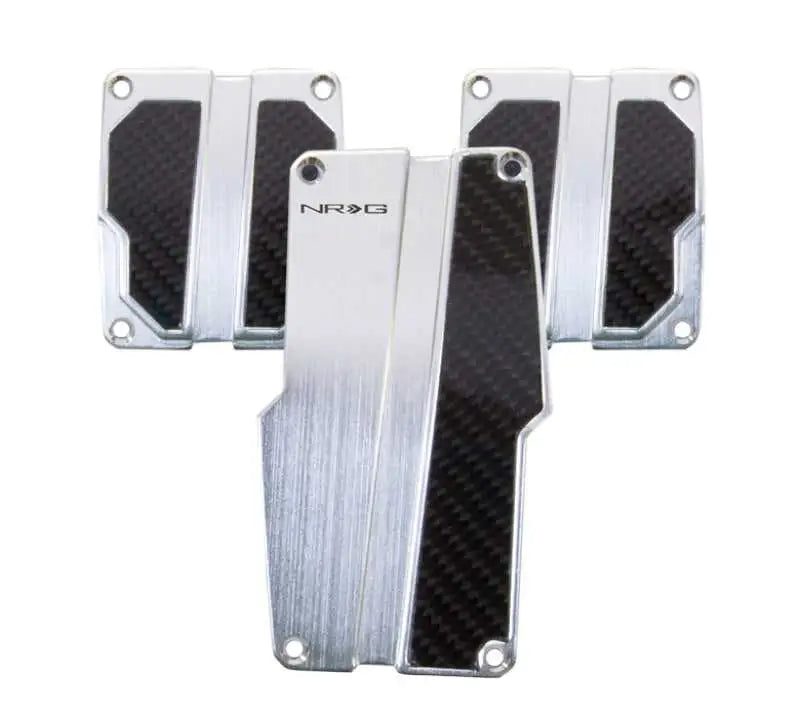 NRG NRG Brushed Aluminum Sport Pedal M/T - Silver w/Black Carbon