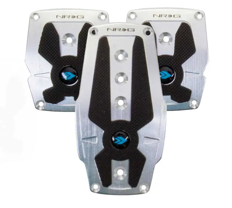 NRG NRG Brushed Aluminum Sport Pedal M/T - Silver w/Black Rubber Inserts