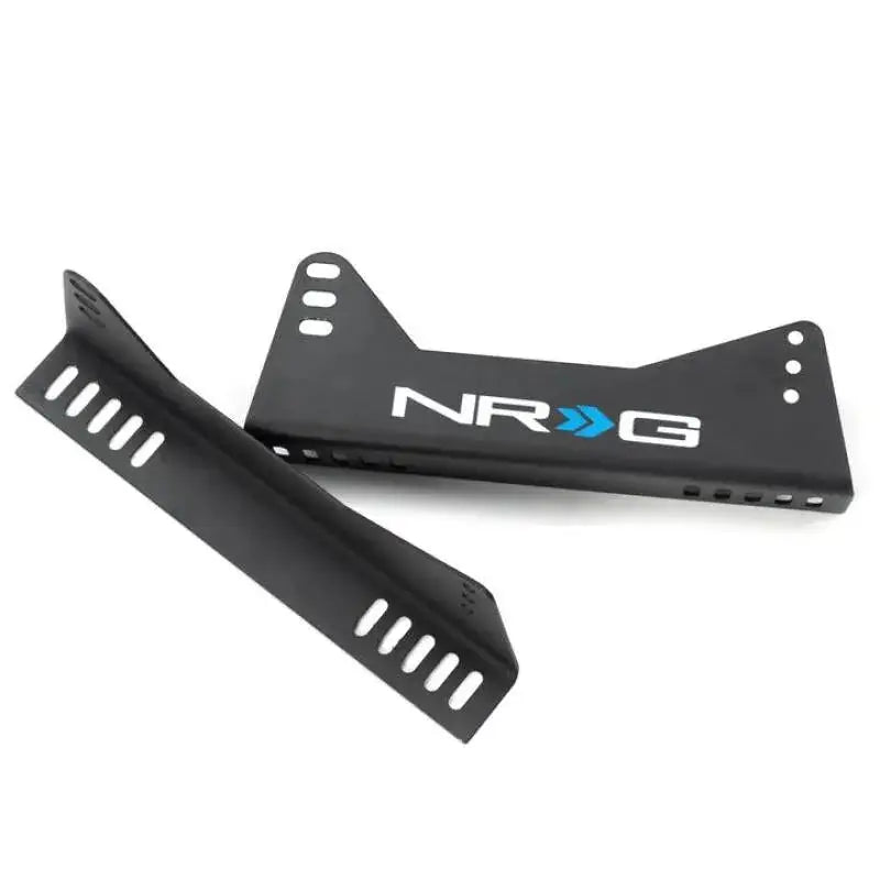 NRG Bucket Seat Side Bracket - 2pc featuring durable construction, easy installation, enhanced stability and stylish NRG logo for car interior upgrade.
