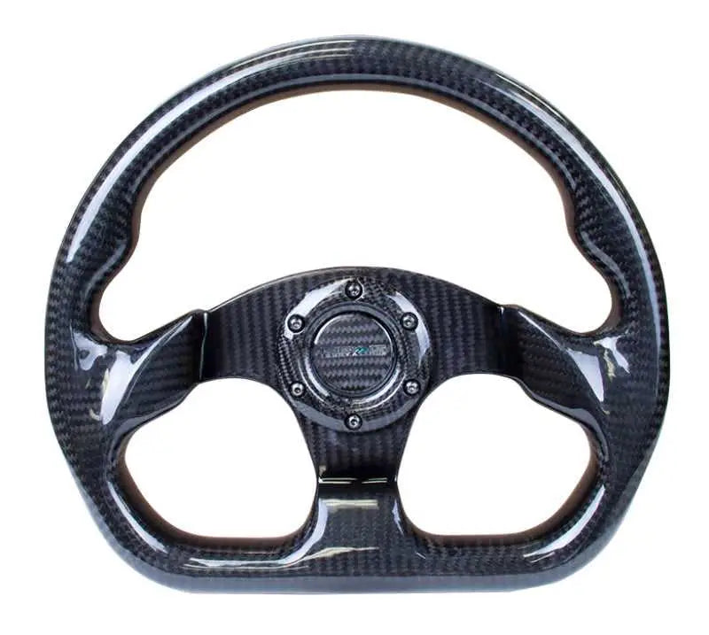 NRG NRG Carbon Fiber Steering Wheel (320mm) Flat Bottom w/Shiny Black Carbon