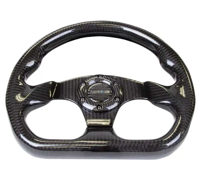 NRG Carbon Fiber Steering Wheel (320mm) Flat Bottom w/Shiny Black Carbon 