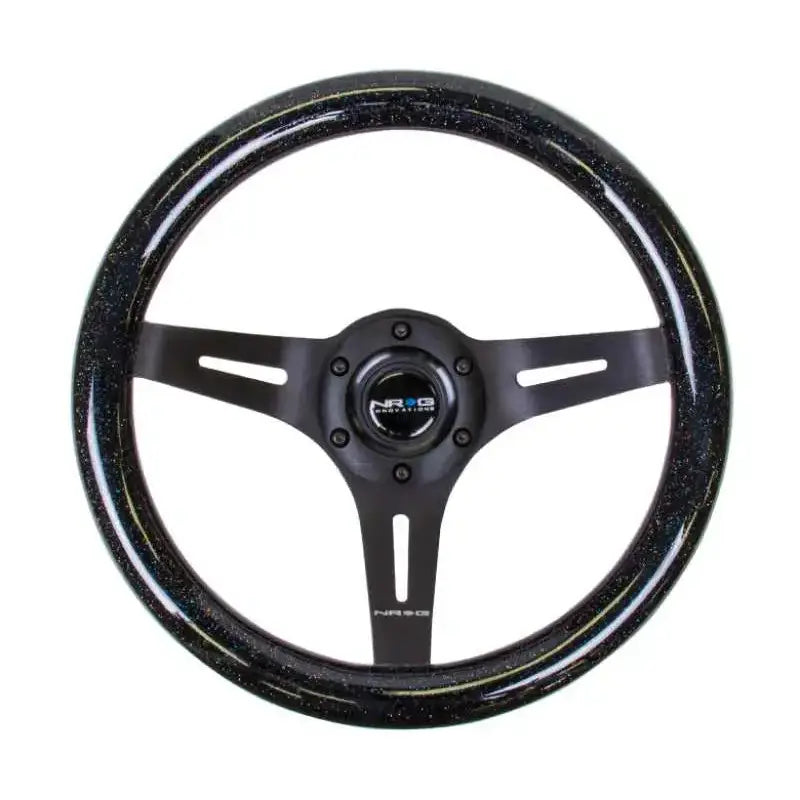 NRG NRG Classic Wood Grain Steering Wheel (310mm) Black Sparkle w/Blk 3-Spoke Center