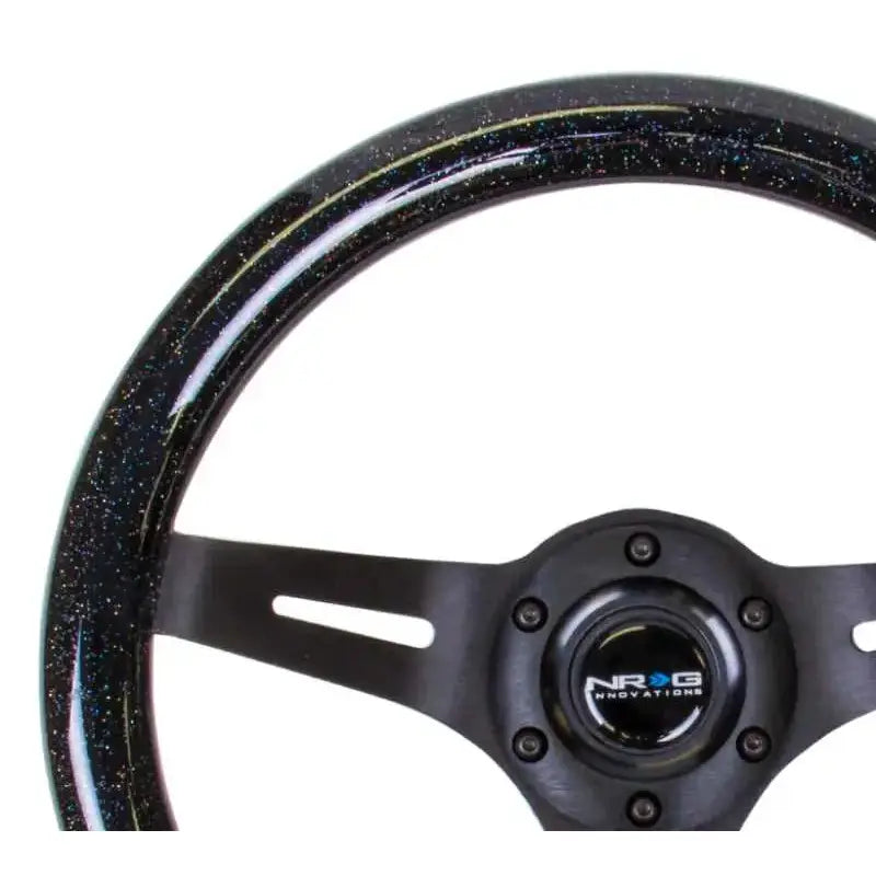 NRG Classic Wood Grain Steering Wheel (310mm) Black Sparkle w/Blk 3-Spoke Center 