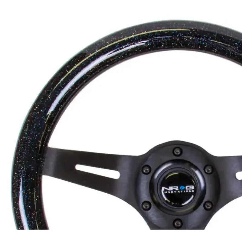 NRG Classic Wood Grain Steering Wheel (310mm) Black Sparkle w/Blk 3-Spoke Center 