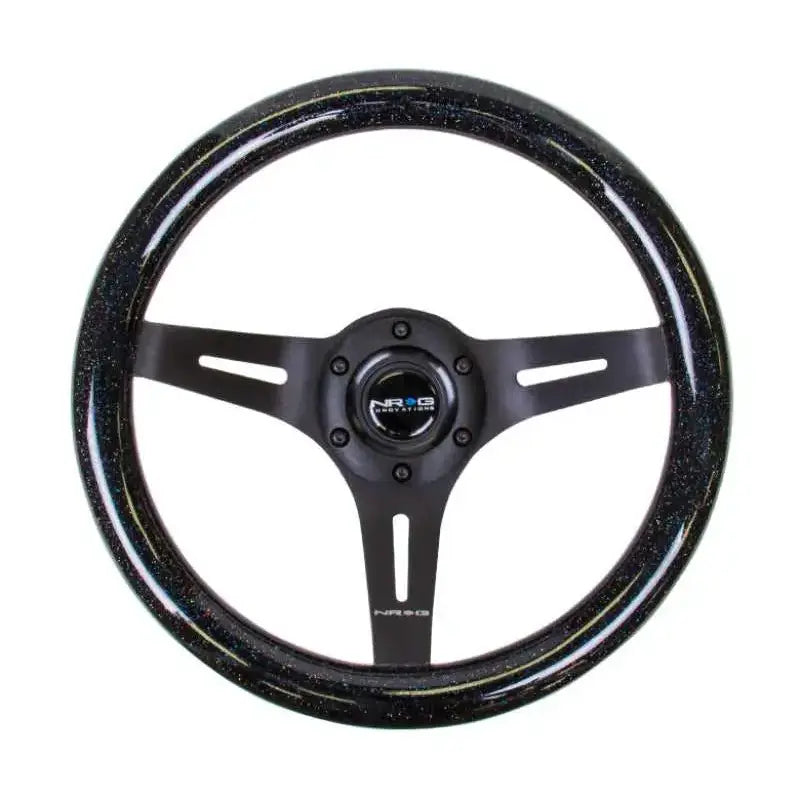 NRG Classic Wood Grain Steering Wheel (310mm) Black Sparkle w/Blk 3-Spoke Center 