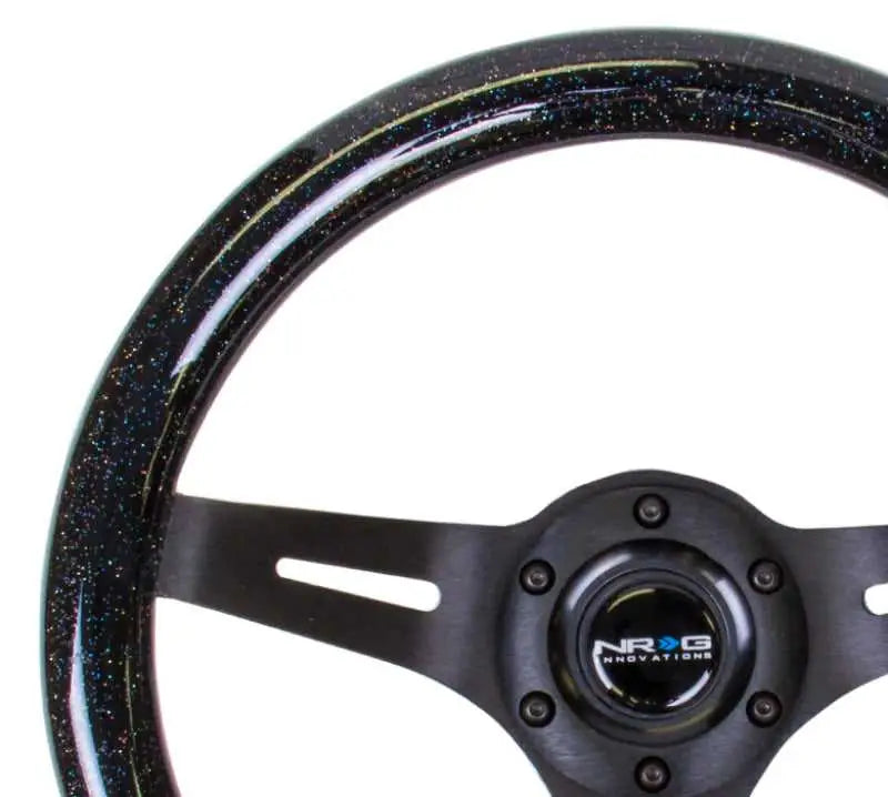 NRG Classic Wood Grain Steering Wheel (310mm) Black Sparkle w/Blk 3-Spoke Center 
