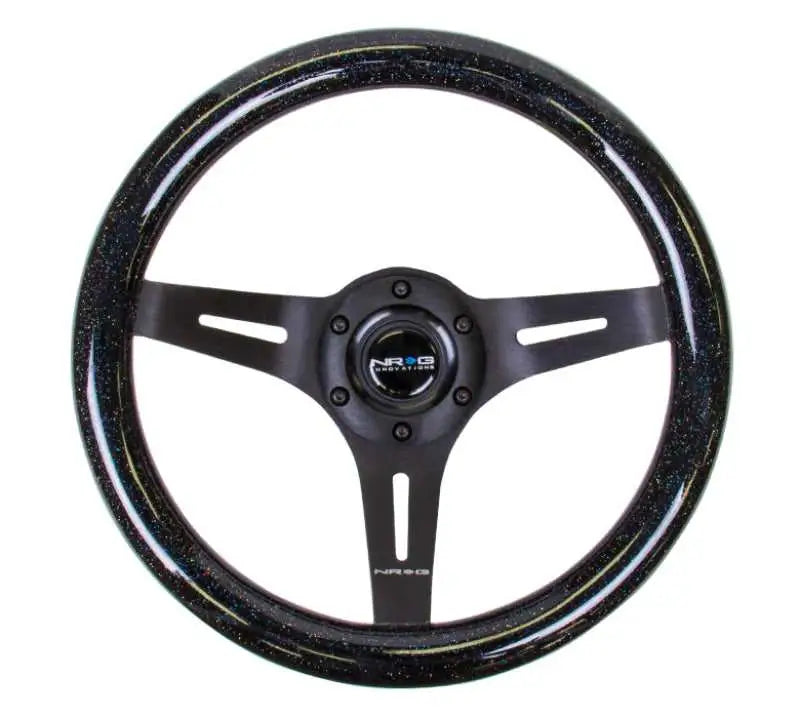 NRG Classic Wood Grain Steering Wheel (310mm) Black Sparkle w/Blk 3-Spoke Center 