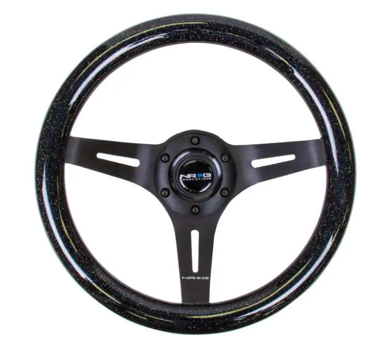 NRG NRG Classic Wood Grain Steering Wheel (310mm) Black Sparkle w/Blk 3-Spoke Center