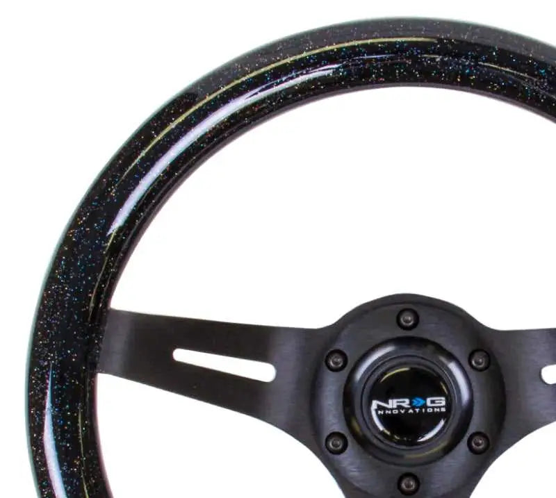 NRG Classic Wood Grain Steering Wheel (310mm) Black Sparkle w/Blk 3-Spoke Center 