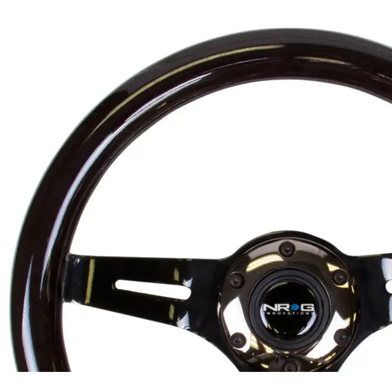 NRG Classic Wood Grain Steering Wheel (310mm) Black w/Black Chrome 3-Spoke Center - Truck & Automotive