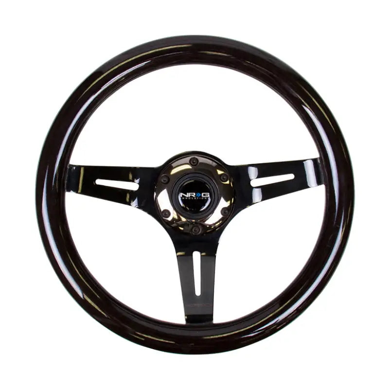 NRG ST-310BK-BK NRG Classic Wood Grain Steering Wheel (310mm) Black w/Black Chrome 3-Spoke Center