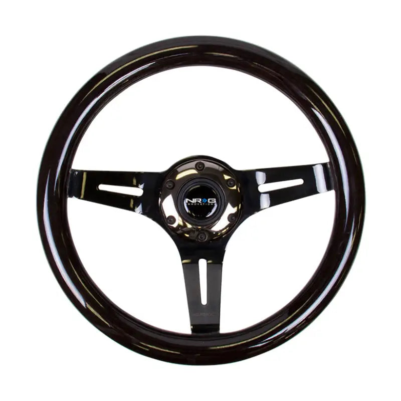 NRG ST-310BK-BK NRG Classic Wood Grain Steering Wheel (310mm) Black w/Black Chrome 3-Spoke Center