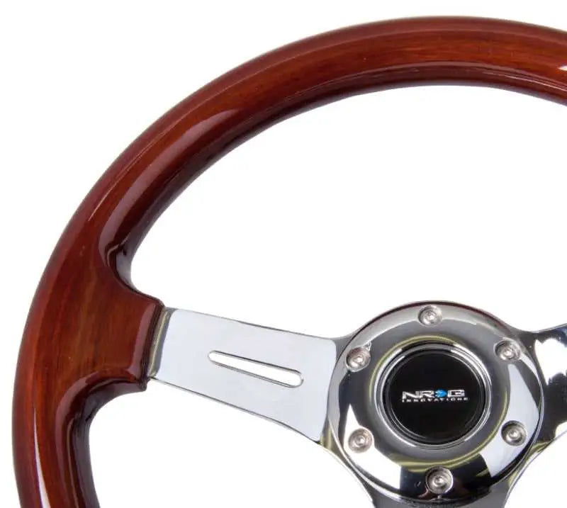 NRG Classic Wood Grain Steering Wheel (330mm) Wood Grain w/Chrome 3-Spoke Center 
