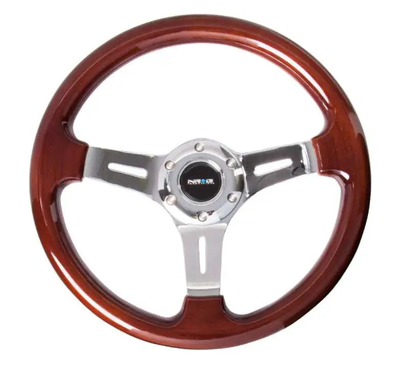 NRG NRG Classic Wood Grain Steering Wheel (330mm) Wood Grain w/Chrome 3-Spoke Center