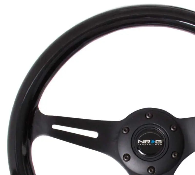 NRG Classic Wood Grain Steering Wheel (350mm) Black Paint Grip w/Black 3-Spoke Center 