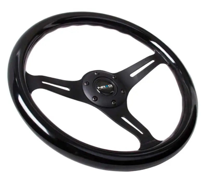 NRG Classic Wood Grain Steering Wheel (350mm) Black Paint Grip w/Black 3-Spoke Center 