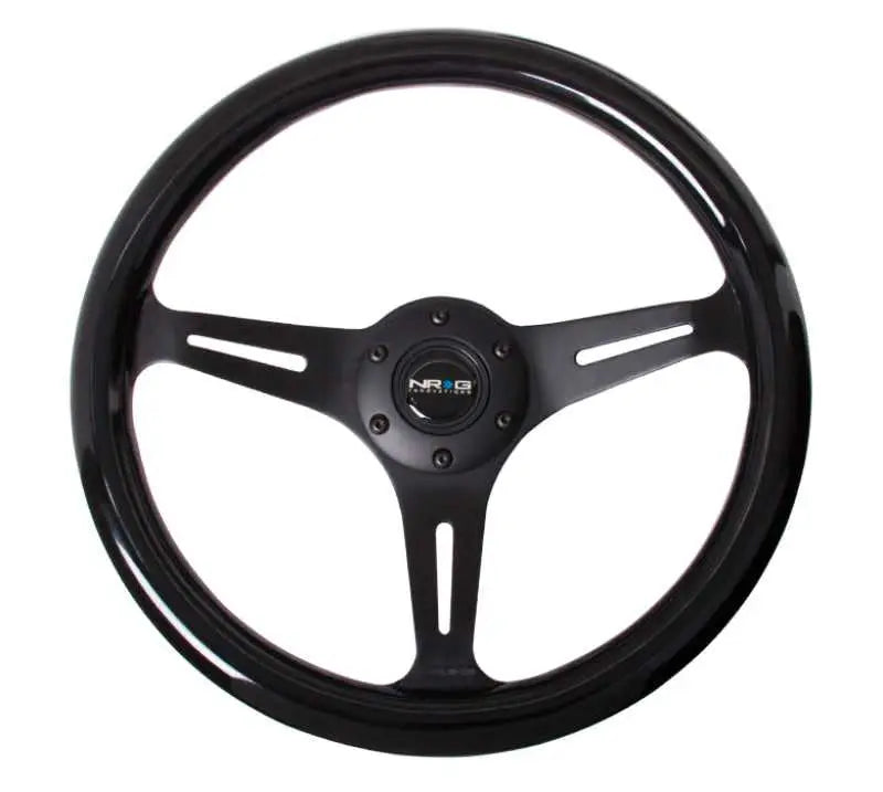 NRG NRG Classic Wood Grain Steering Wheel (350mm) Black Paint Grip w/Black 3-Spoke Center