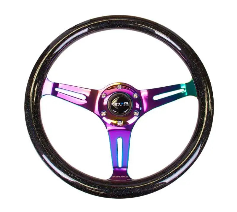 NRG NRG Classic Wood Grain Steering Wheel (350mm) Black Sparkle/Galaxy Color w/Neochrome 3-Spoke