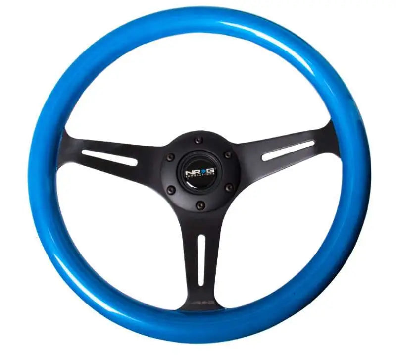 NRG NRG Classic Wood Grain Steering Wheel (350mm) Blue Pearl/Flake Paint w/Black 3-Spoke Center