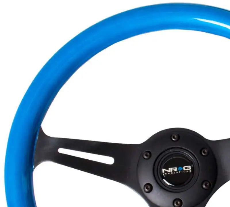 NRG Classic Wood Grain Steering Wheel (350mm) Blue Pearl/Flake Paint w/Black 3-Spoke Center 