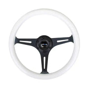 NRG NRG Classic Wood Grain Steering Wheel (350mm) Glow-N-The-Dark Green Grip w/Black 3-Spoke Center