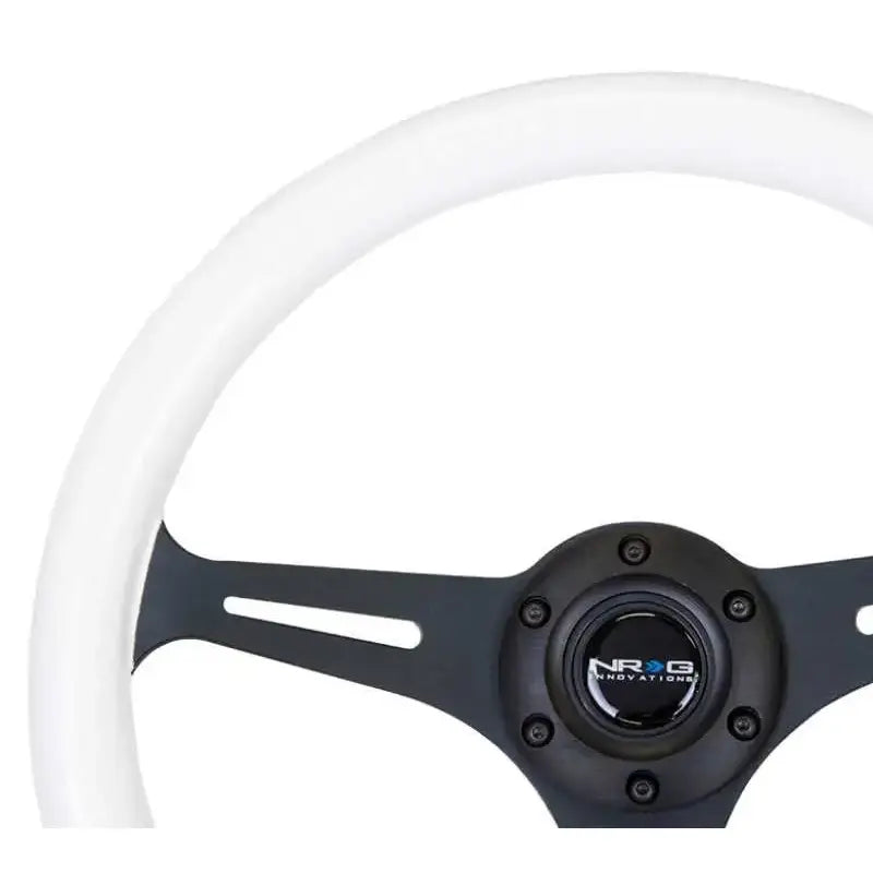 NRG Classic Wood Grain Steering Wheel (350mm) Glow-N-The-Dark Green Grip w/Black 3-Spoke Center 