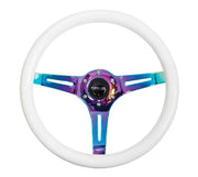 NRG NRG Classic Wood Grain Steering Wheel (350mm) Glow-N-The-Dark Green Grip w/Neochrome 3-Spoke Center