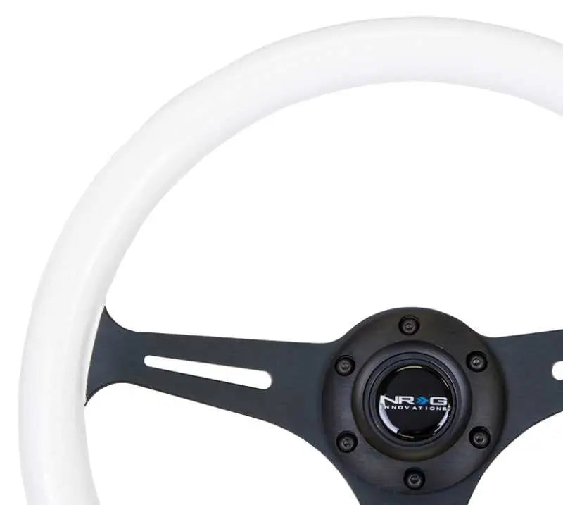 NRG Classic Wood Grain Steering Wheel (350mm) Glow-N-The-Dark Green Grip w/Black 3-Spoke Center 