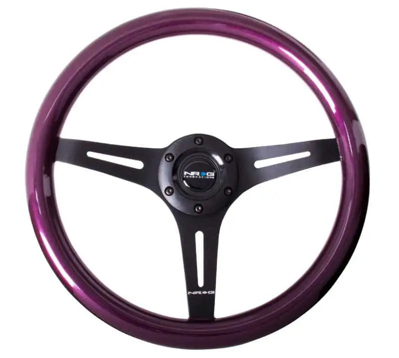 NRG NRG Classic Wood Grain Steering Wheel (350mm) Purple Pearl/Flake Paint w/Black 3-Spoke Center