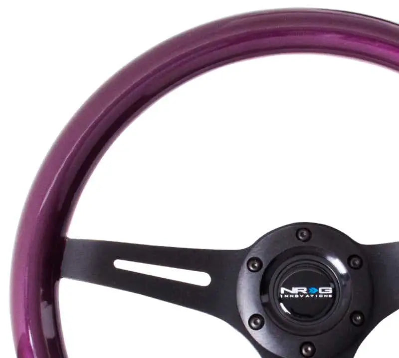 NRG Classic Wood Grain Steering Wheel (350mm) Purple Pearl/Flake Paint w/Black 3-Spoke Center 