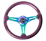 NRG NRG Classic Wood Grain Steering Wheel (350mm) Purple Pearl Paint w/Neochrome 3-Spoke Center