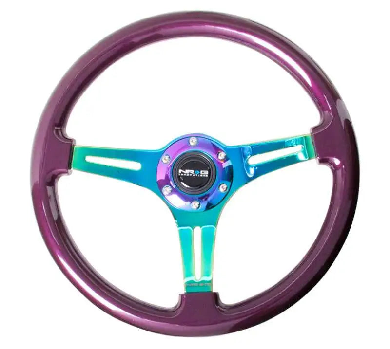 NRG NRG Classic Wood Grain Steering Wheel (350mm) Purple Pearl Paint w/Neochrome 3-Spoke Center