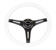 NRG NRG Classic Wood Grain Steering Wheel (350mm) White Paint Grip w/Black 3-Spoke Center