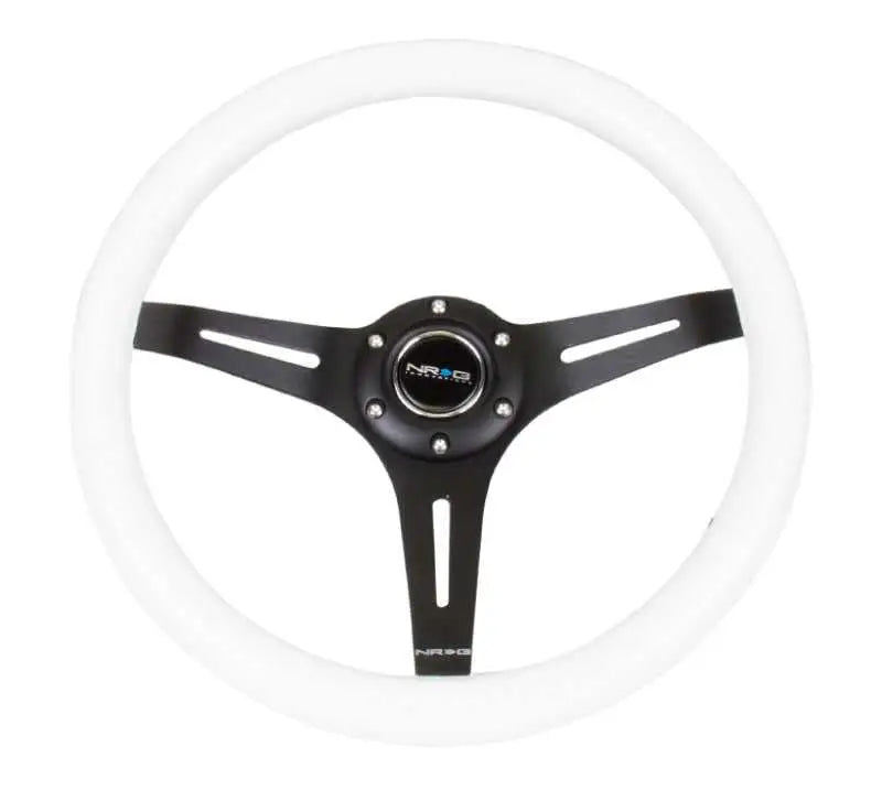 NRG NRG Classic Wood Grain Steering Wheel (350mm) White Paint Grip w/Black 3-Spoke Center