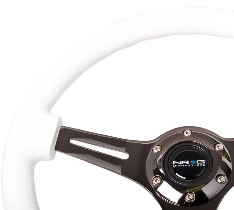 NRG Classic Wood Grain Steering Wheel (350mm) White Paint Grip w/Black 3-Spoke Center 