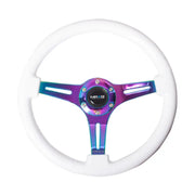 NRG ST-015MC-WT NRG Classic Wood Grain Steering Wheel (350mm) White Paint Grip w/Neochrome 3-Spoke Center