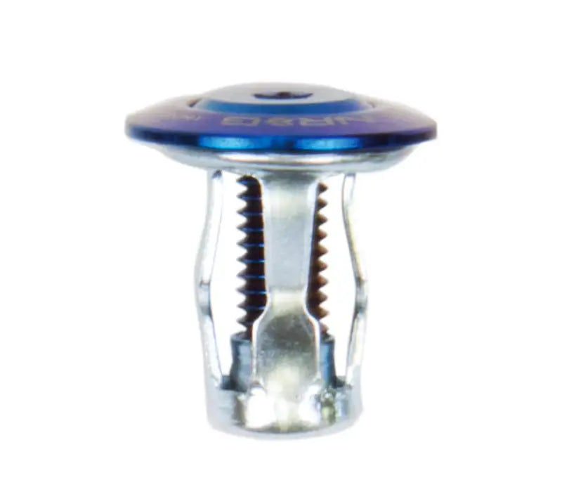 Blue and silver bicycle headset compression plug for NRG Fender Washer Kit M6 bolts